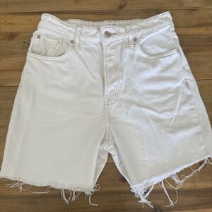 WE THE FREE White Denim Distressed Frayed Hem Cutoff Shorts Size 28